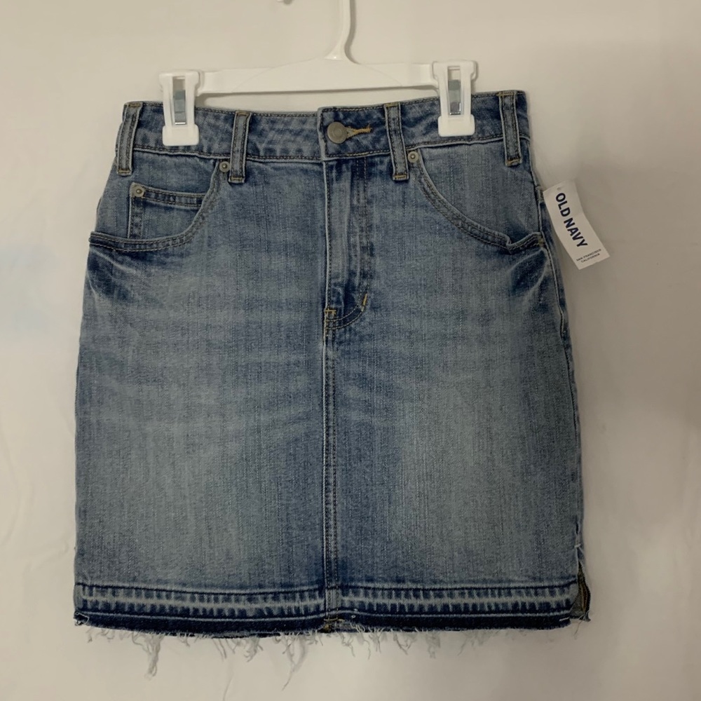 High-rise blue jean skirt